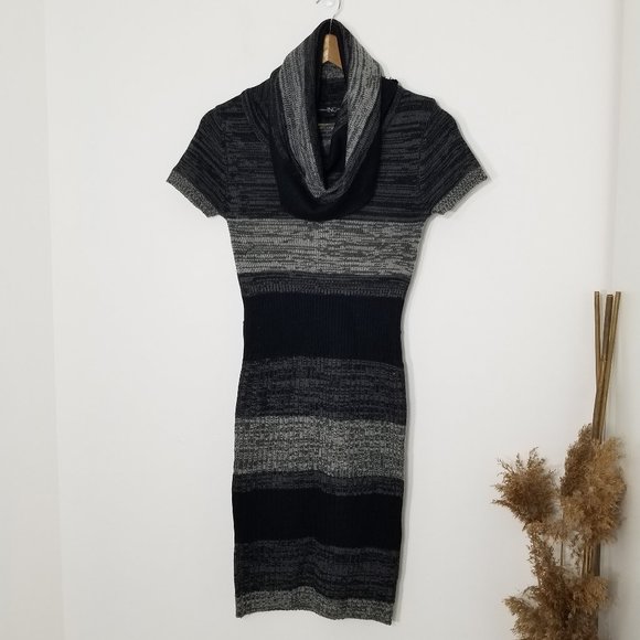INC | Striped Cowl Neck Knit Sweater Dress Small